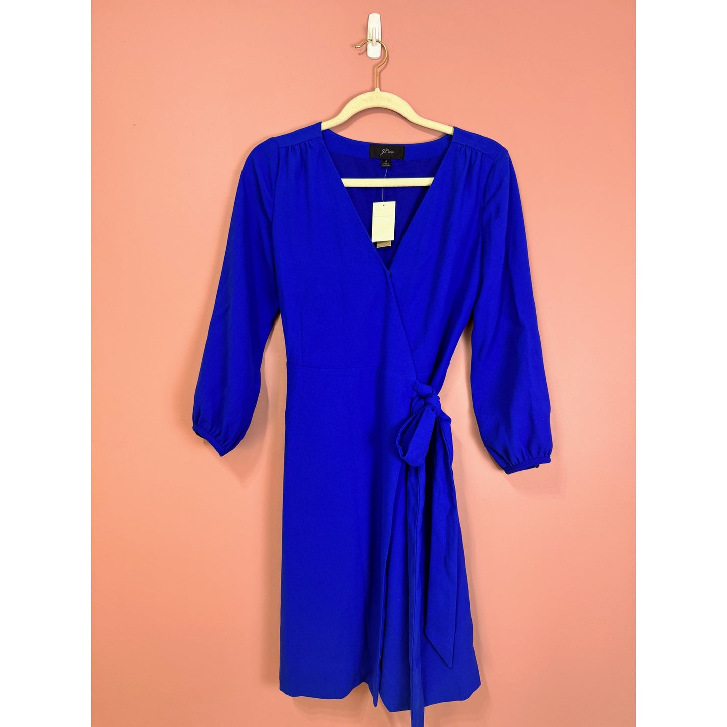 J.Crew Balloon Sleeve True Wrap Dress in Cobalt Blue Size 2