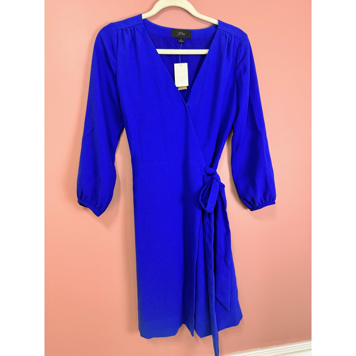 J.Crew Balloon Sleeve True Wrap Dress in Cobalt Blue Size 2