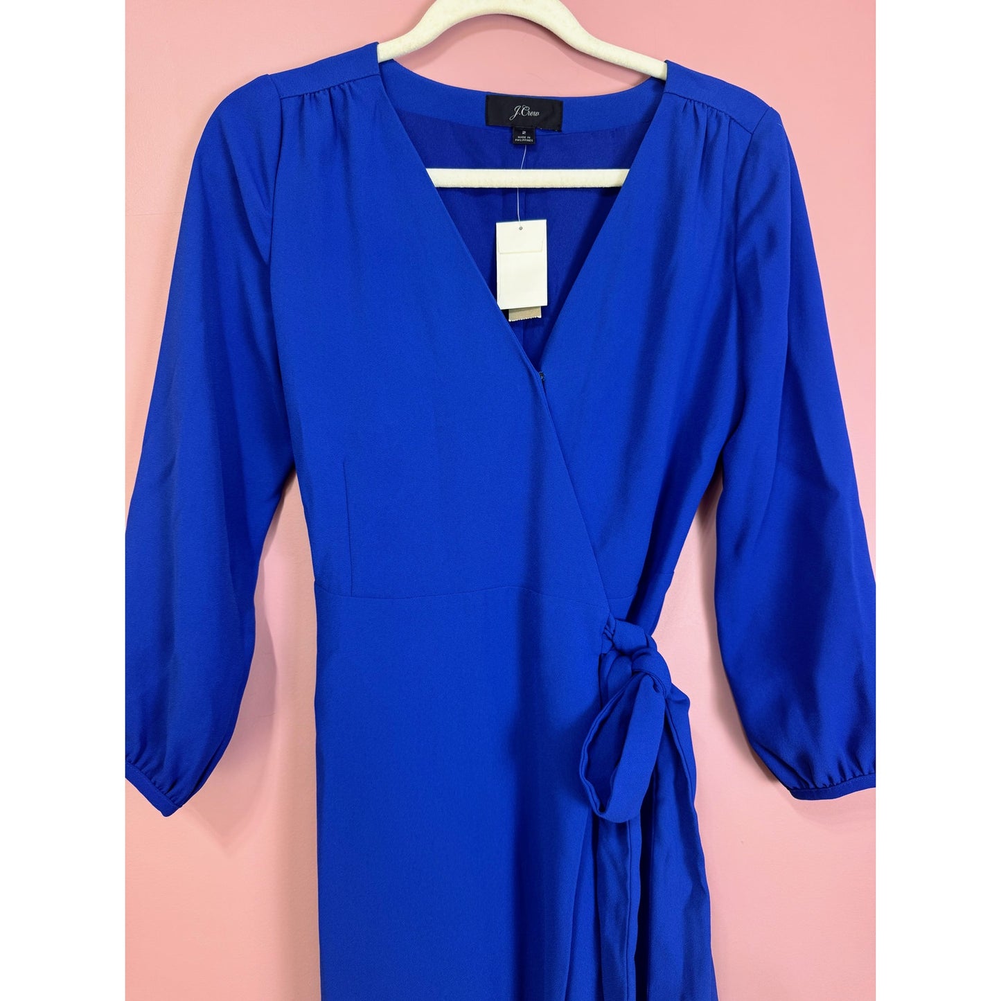 J.Crew Balloon Sleeve True Wrap Dress in Cobalt Blue Size 2