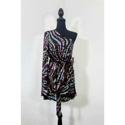 Show Me Your Mumu Shimmy Mini Dress in Starburst Sequins Size XL One Shoulder