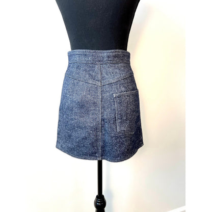 LVIR LA Project Mélange Denim Mini Skirt in Blue Sz XS Zip Fly Mid Wash Pockets