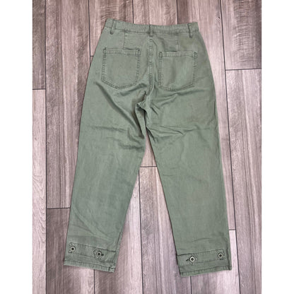 Pistola Cropped Utility Pants in Army Green Size 27 Button Fly Denim Cotton