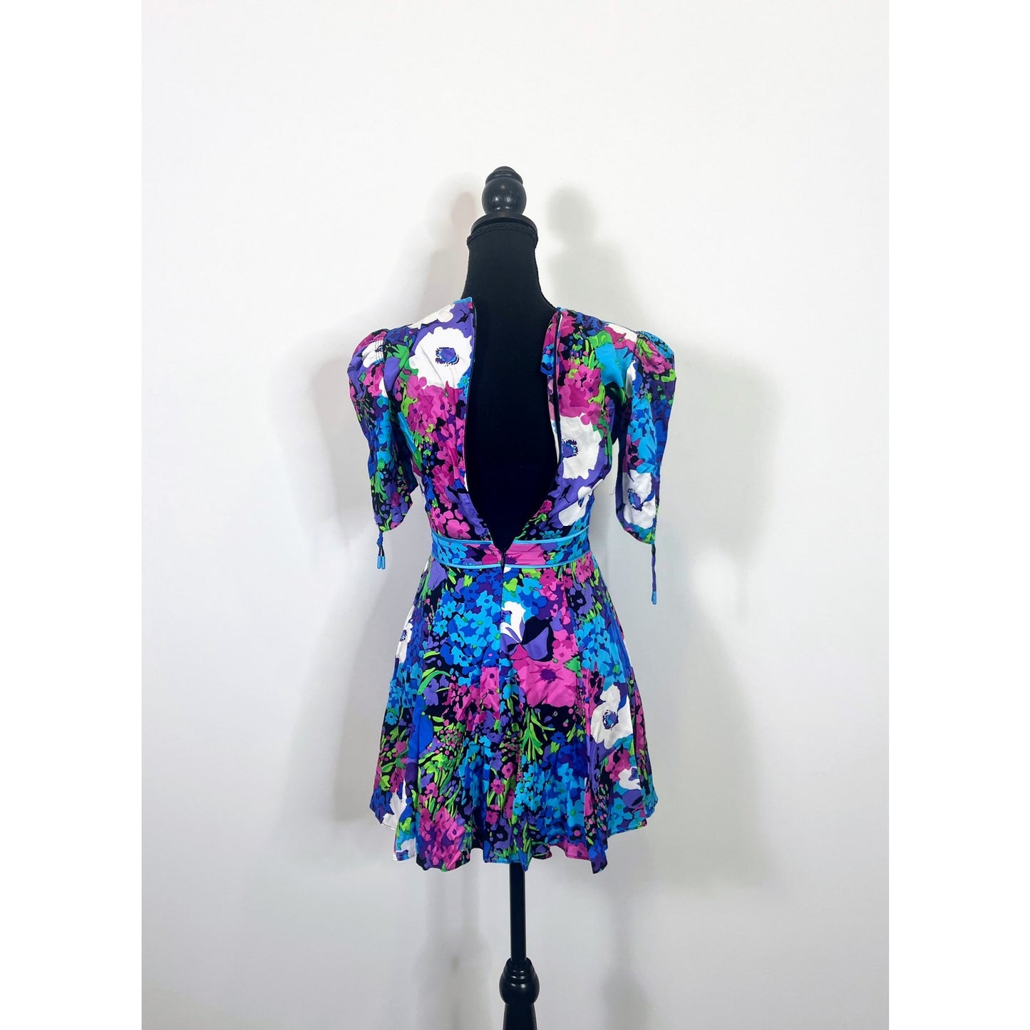 Alice McCall Midnight Radio Mini Dress Glacier Multi Size 2 Floral Puff Sleeve