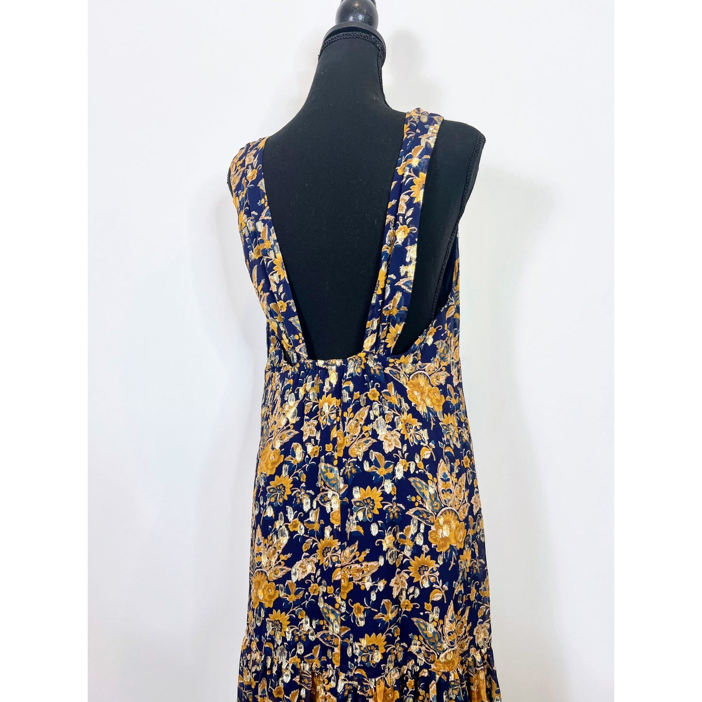 Sézane Robe Titania Maxi Dress in Doha Ochre Size 40 Floral Print Sleeveless