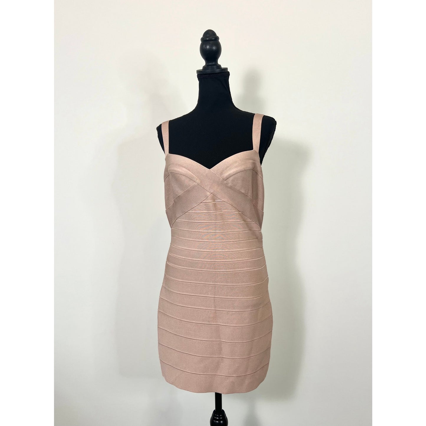 Herve Leger Bandage Strappy Dress in Pink Large Mini Stretch Sleeveless Party