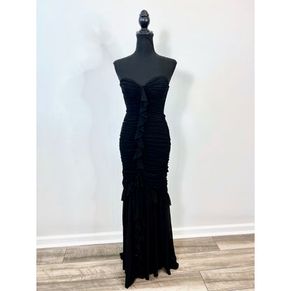 Majorelle Giules Gown in Black Small Maxi Length Strapless Lined Ruffle Party