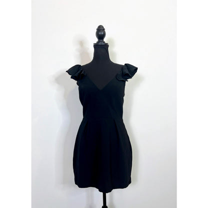 Amanda Uprichard Cutout Blouse in Black Medium Pullover V-Neck Ruffle Sleeveless