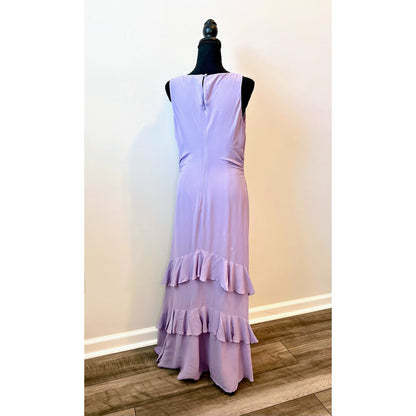 Reformation Magnus Maxi Dress in Aura Sleeveless Tiered Ruffle Ruched Lined