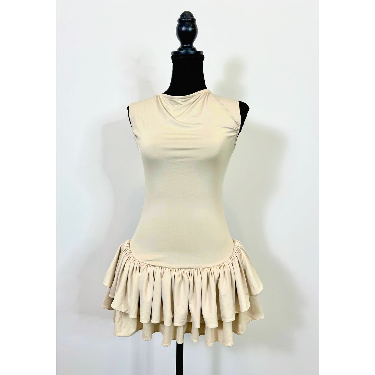 Belle The Label Ballerina Mini Dress in Cream Small Pullover Sleeveless Stretch