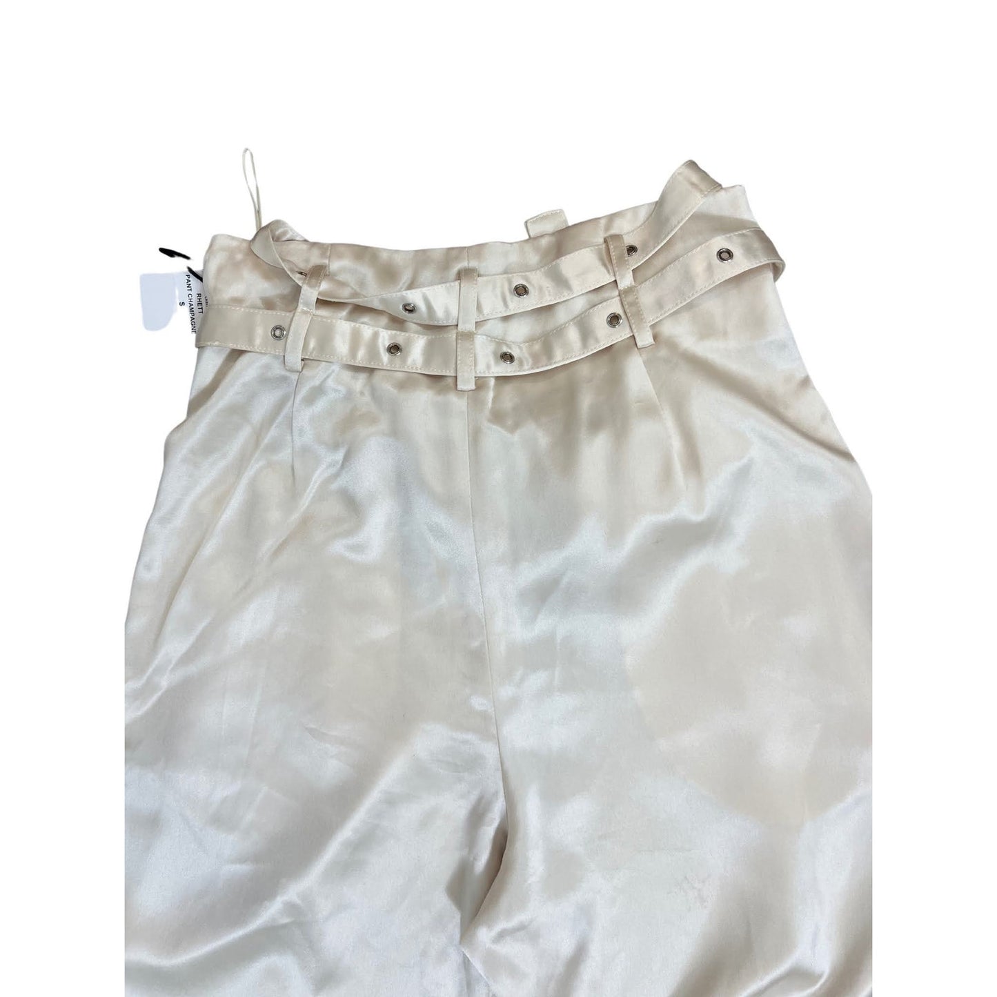 NONchalant Rhett Pants in Champagne Small Satin Straight Leg Zip Fly Pockets