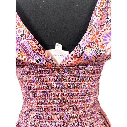 Cinq a Sept Paisley Cutout Silk Halter Tie Tank Sleeveless Medium Floral Paisley