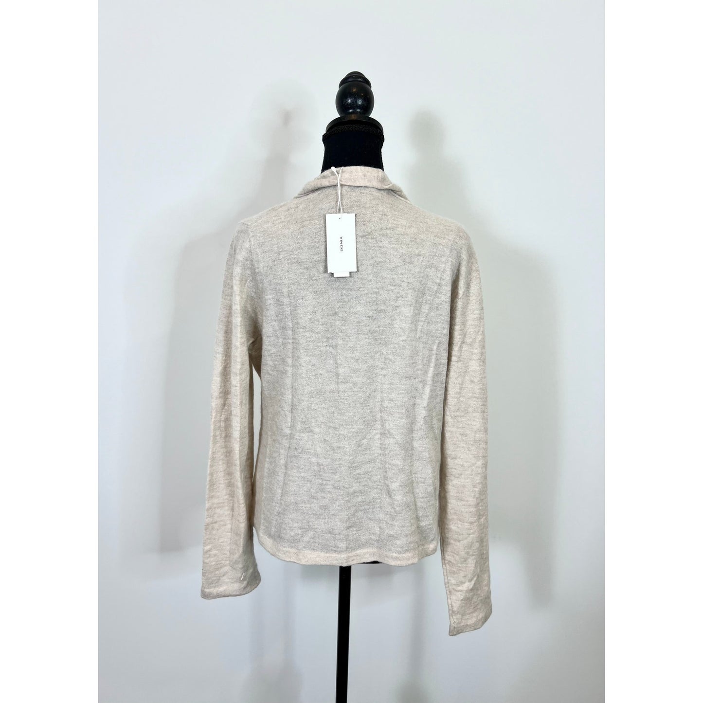 Vince Wool Cross Sweater in Oatmeal Size XL Pullover Long Sleeve Knit Cowl Neck