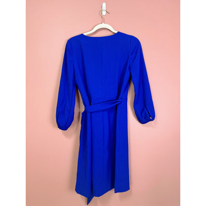 J.Crew Balloon Sleeve True Wrap Dress in Cobalt Blue Size 2