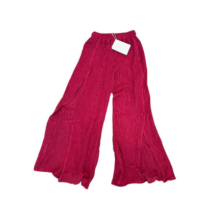 Savannah Morrow Crinkle Open Slit Pants in Pink Size XXS Pull On Textured