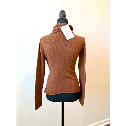 Savannah Morrow Taya Knit Crop Top in Cocoa Small Turtleneck Organic Cotton