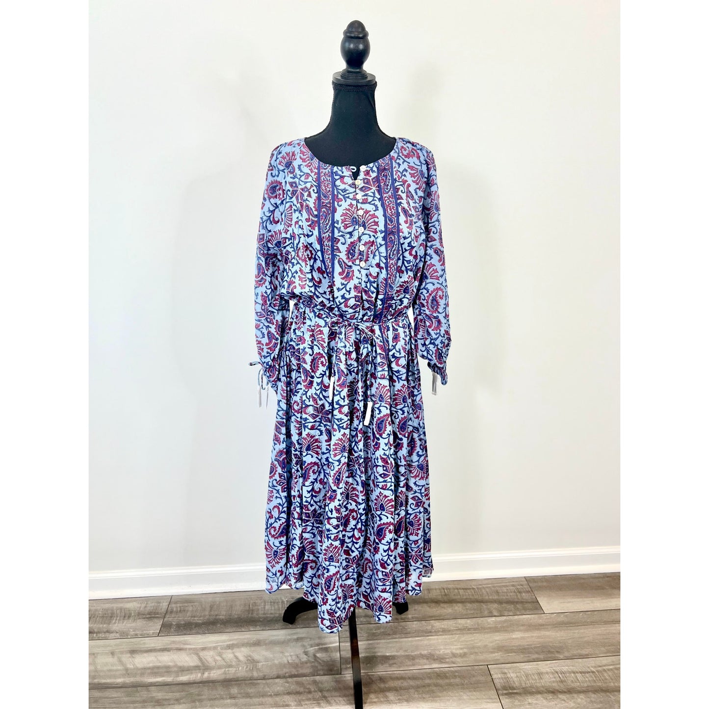 Cleobella Faith Caftan Midi Dress in Delhi Block Print Size XS Paisley Cotton