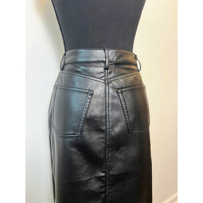 Aritzia Wilfred Idealize High-Rise Vegan Leather Maxi Skirt in Black Sz 2 Lined