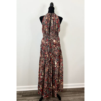 A.L.C. Laura Halter Tiered Printed Maxi Dress One Size Sleeveless Colorful