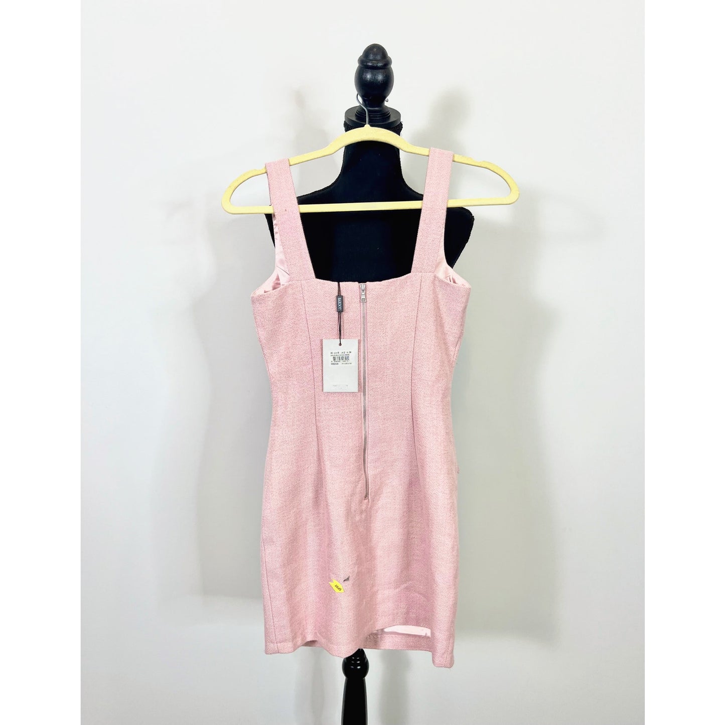 Bardot Emilie Boucle Mini Dress in Pink Size 2 Sleeveless Button Front Pockets