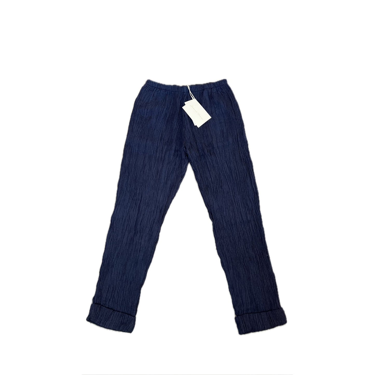 Savannah Morrow Talon Pants in Indigo Pull On Flat Front Textured Classic