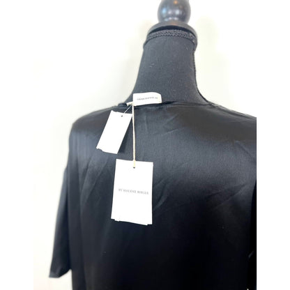 By Malene Birger Pilavis Blouse in Black Size 32 Satin Short Sleeve Scoop Neck