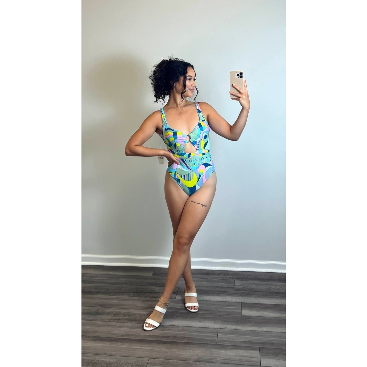 Show Me Your Mumu One Piece Swimsuit in Go Go Geo Cutout Ring Front Swim Summer