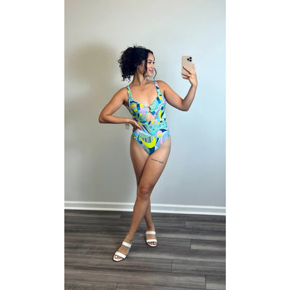 Show Me Your Mumu One Piece Swimsuit in Go Go Geo Cutout Ring Front Swim Summer