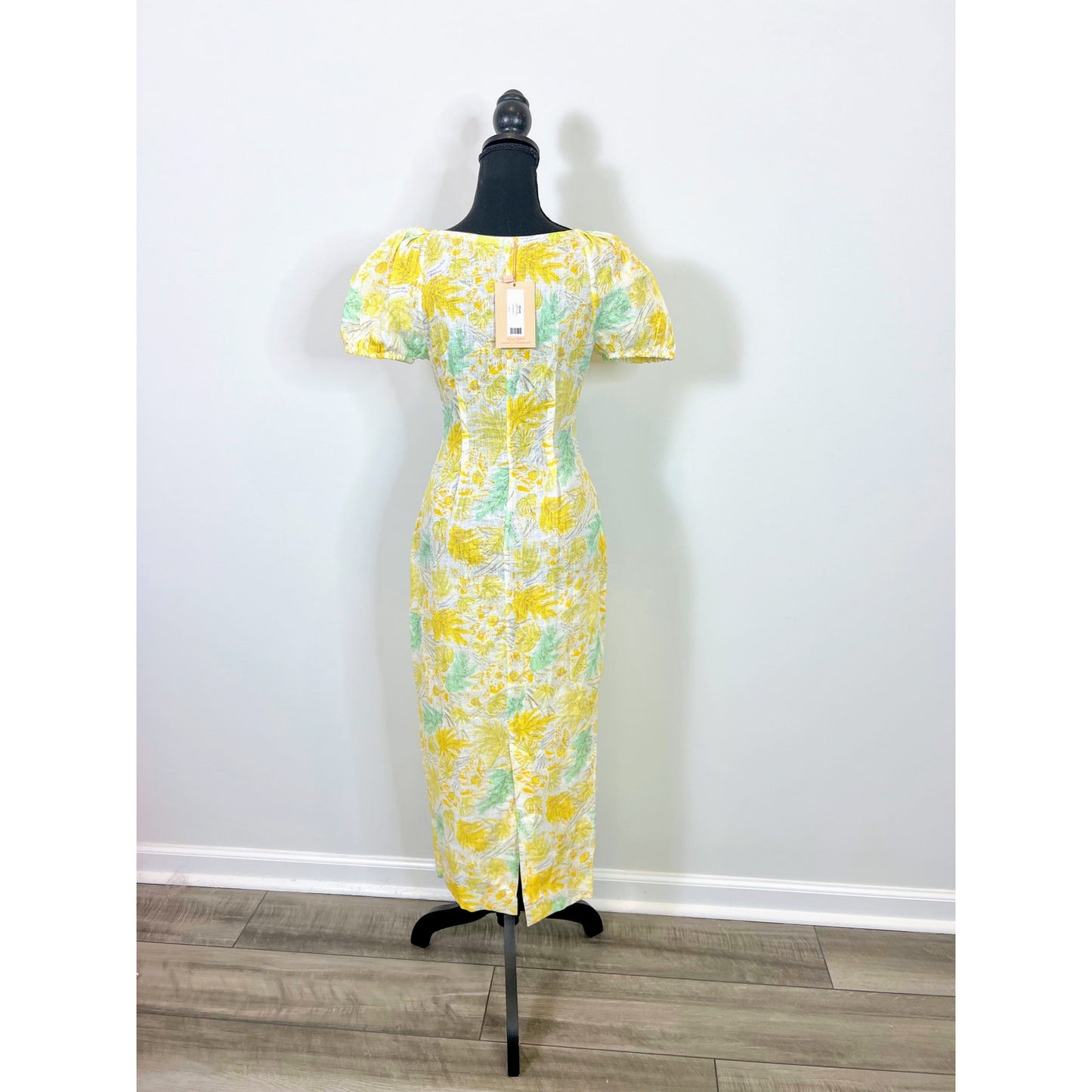 Cult Gaia Charlotte Dress in Yellow Size XS Midi Floral Print Button Front Party