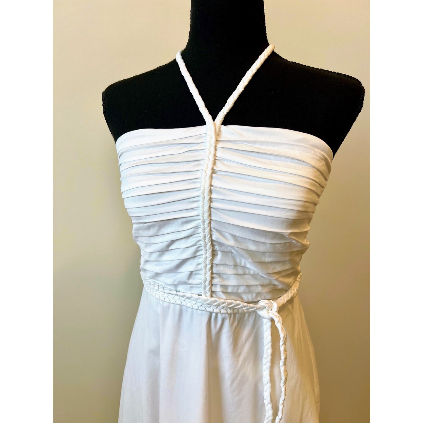 Veronica Beard Tucker Midi Dress in White Size 2 Halter Sleeveless Pleated Front