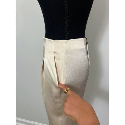 Alice + Olivia Jessie Satin-Crepe Tapered Pants in Ivory Size 2 Pleated Front