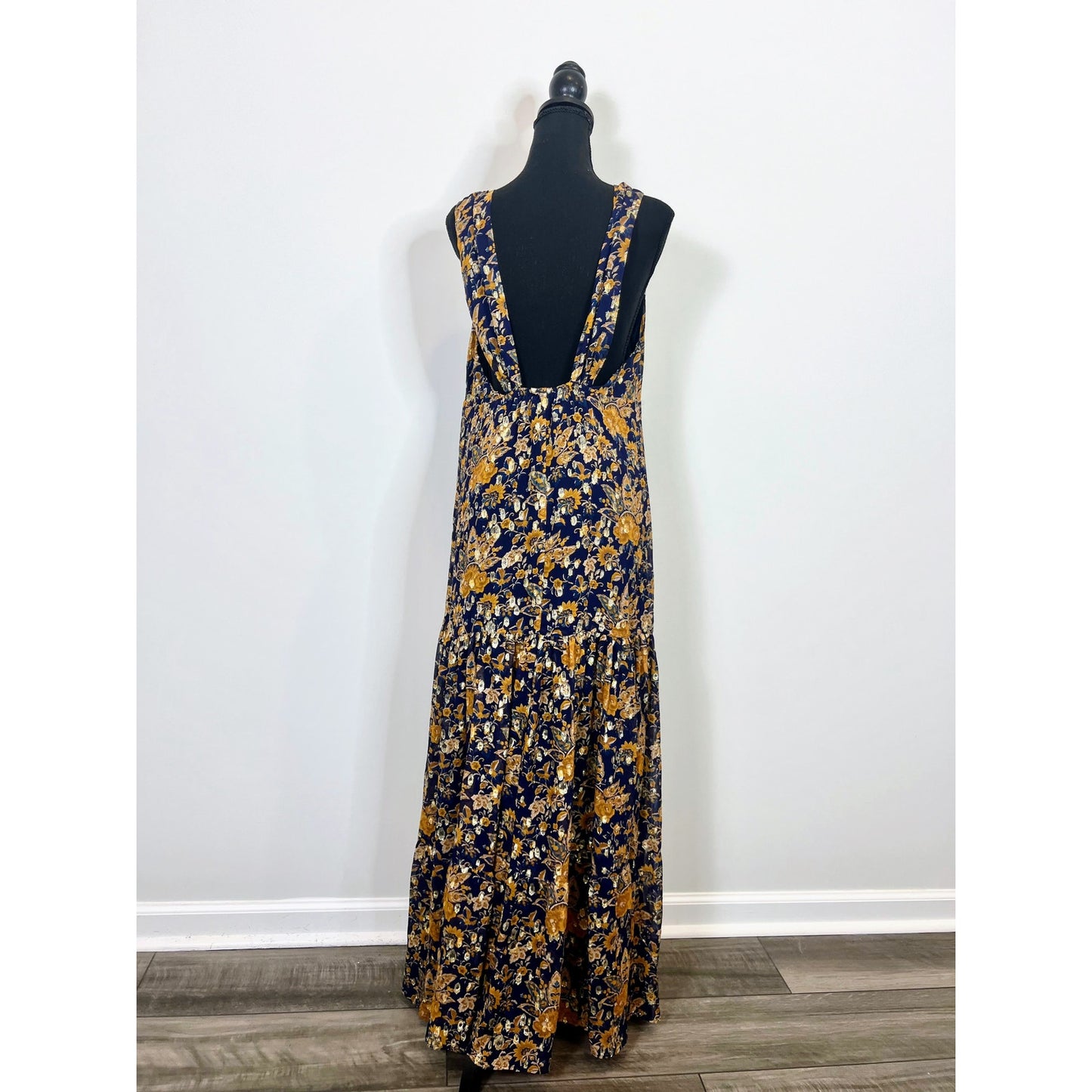 Sézane Robe Titania Maxi Dress in Doha Ochre Size 40 Floral Print Sleeveless