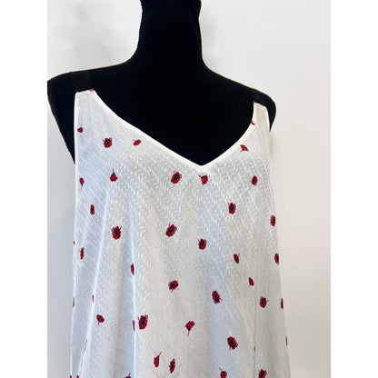 Rag & Bone Zoe Midi Dress in White/Red Floral Small Sleeveless Pullover V-Neck