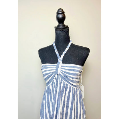 Show Me Your Mumu Johanna Mini Dress in Sea Stripes Sleeveless Tie Lace Cotton