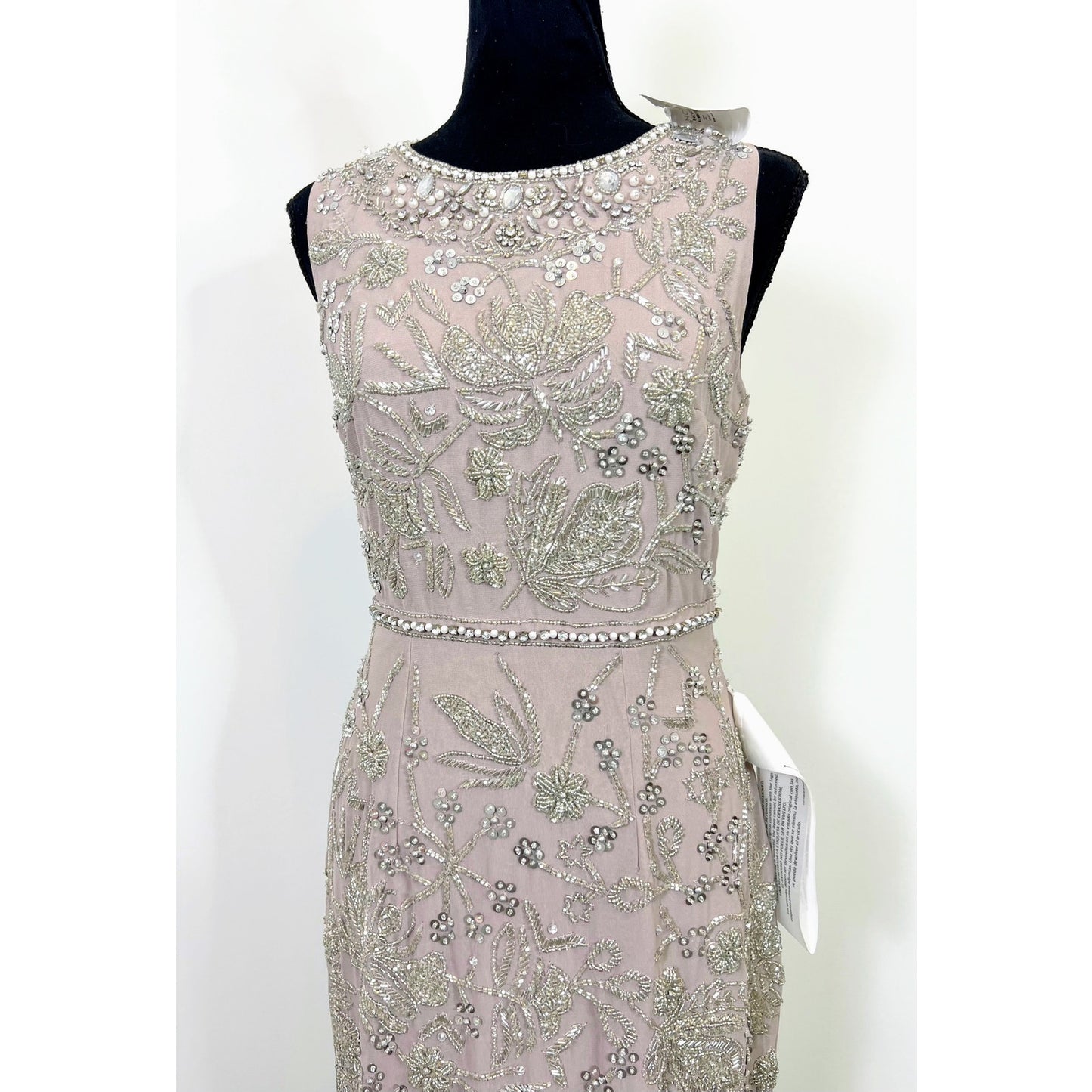 Mac Duggal Floral Beaded Sheath Dress in Vintage Lilac Dress Sz 4 Midi Cocktail