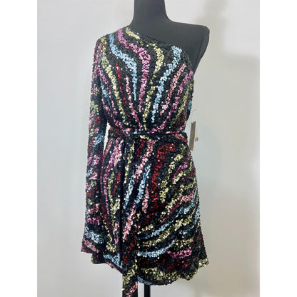 Show Me Your Mumu Shimmy Mini Dress in Starburst Sequins Size XL One Shoulder