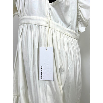 Reformation Fairfield Maxi Dress in White Size 10 Sleeveless V-Neck Stretch