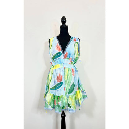 CHARO RUIZ IBIZA Odette Mini Dress in Multicolor Small A-Line Floral Sleeveless