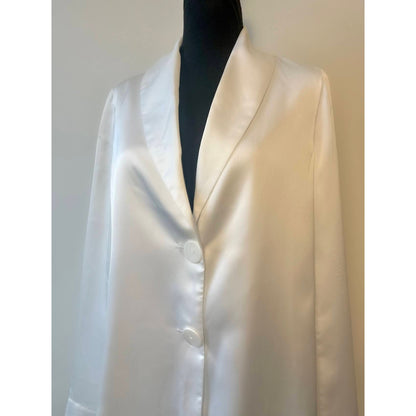 Show Me Your Mumu Felix Blazer Ivory Luxe Satin Small Long Sleeve Front Button