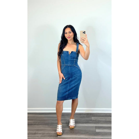 Reformation Denim Brisbane Romi Mini Dress in Brisbane Blue Size 4 Sleeveless