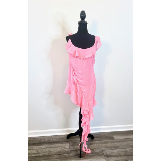 House of CB London Marcia French Ruffle Mini Dress in Pink Size L+ Sleeveless