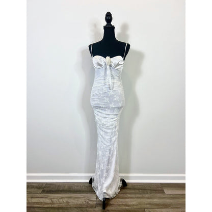 Majorelle Leonie Gown Maxi in White Size XS Floral Lace Sleeveless Lined Wedding