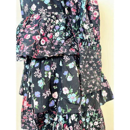 LoveShackFancy Paris Mini Dress in Multicolor Size 6 Floral Print Long Sleeve