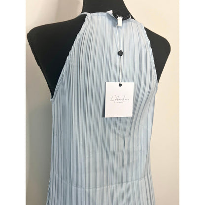 L'Academie Elin Midi Pleated Dress in Baby Blue Small Pullover Sleeveless Lined