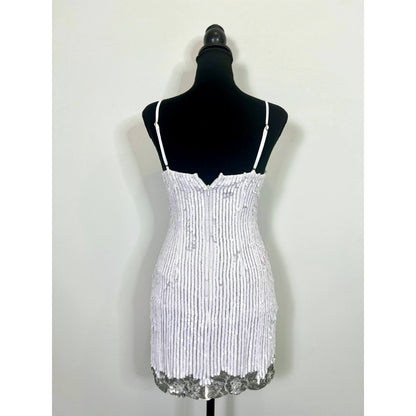 Majorelle Cal Embellished Mini Dress in White Bridal XS Sequins Sleeveless Party