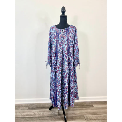 Cleobella Faith Caftan Midi Dress in Delhi Block Print Size XS Paisley Cotton