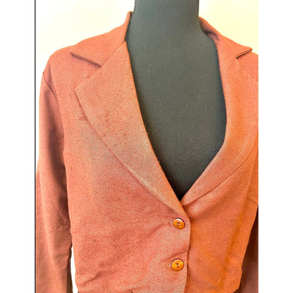 Savannah Morrow Jada Cropped Jacket in Mahogany 2 Button Front Silk Classic Formal