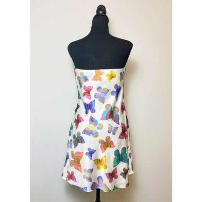 Show Me Your Mumu Taylor Tube Mini Dress Rainbow Butterflies Medium Satin Lined