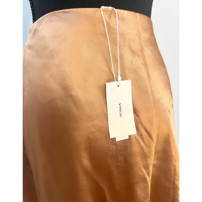 Vince Women's Short Slip Skirt in Rose Gold Large Satin Pull On Formal Party