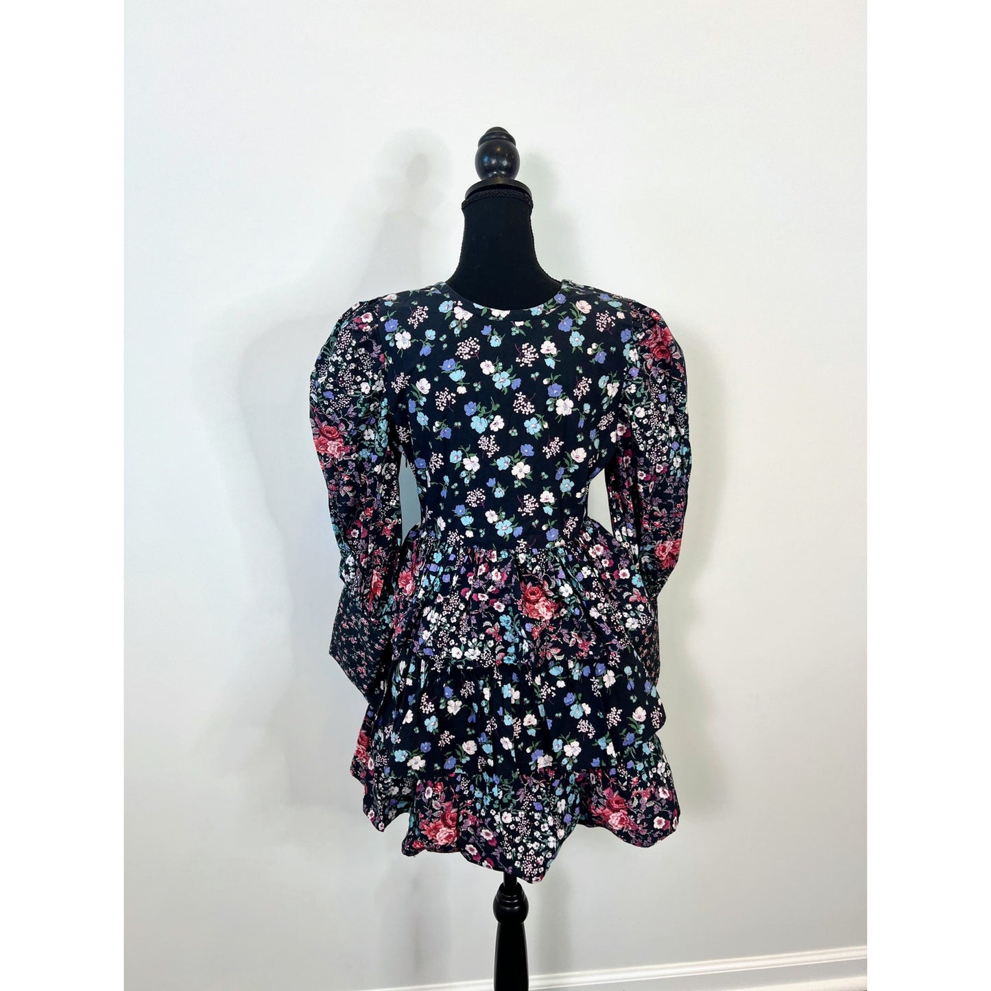 LoveShackFancy Paris Mini Dress in Multicolor Size 6 Floral Print Long Sleeve