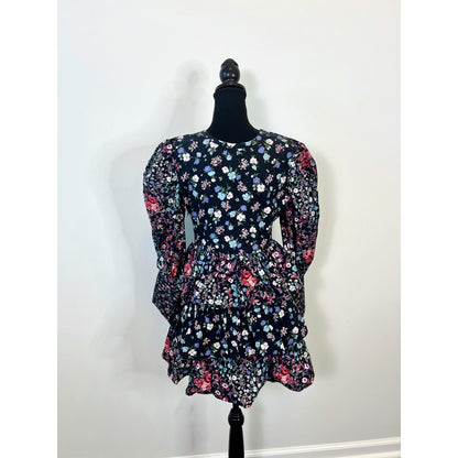 LoveShackFancy Paris Mini Dress in Multicolor Size 6 Floral Print Long Sleeve